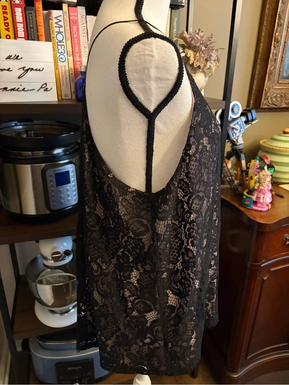 New LOFT Black Lace Tank with V-Neck